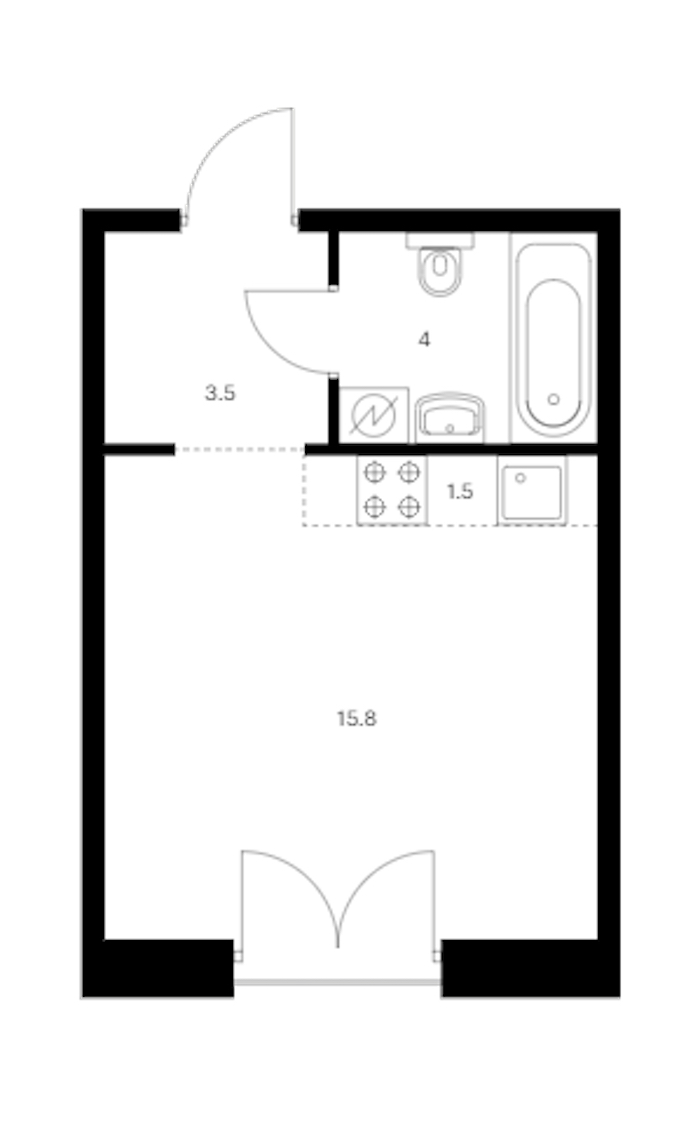 Квартира студия 24.8 м², 6/9 эт., ЖК «Лермонтовский 54»